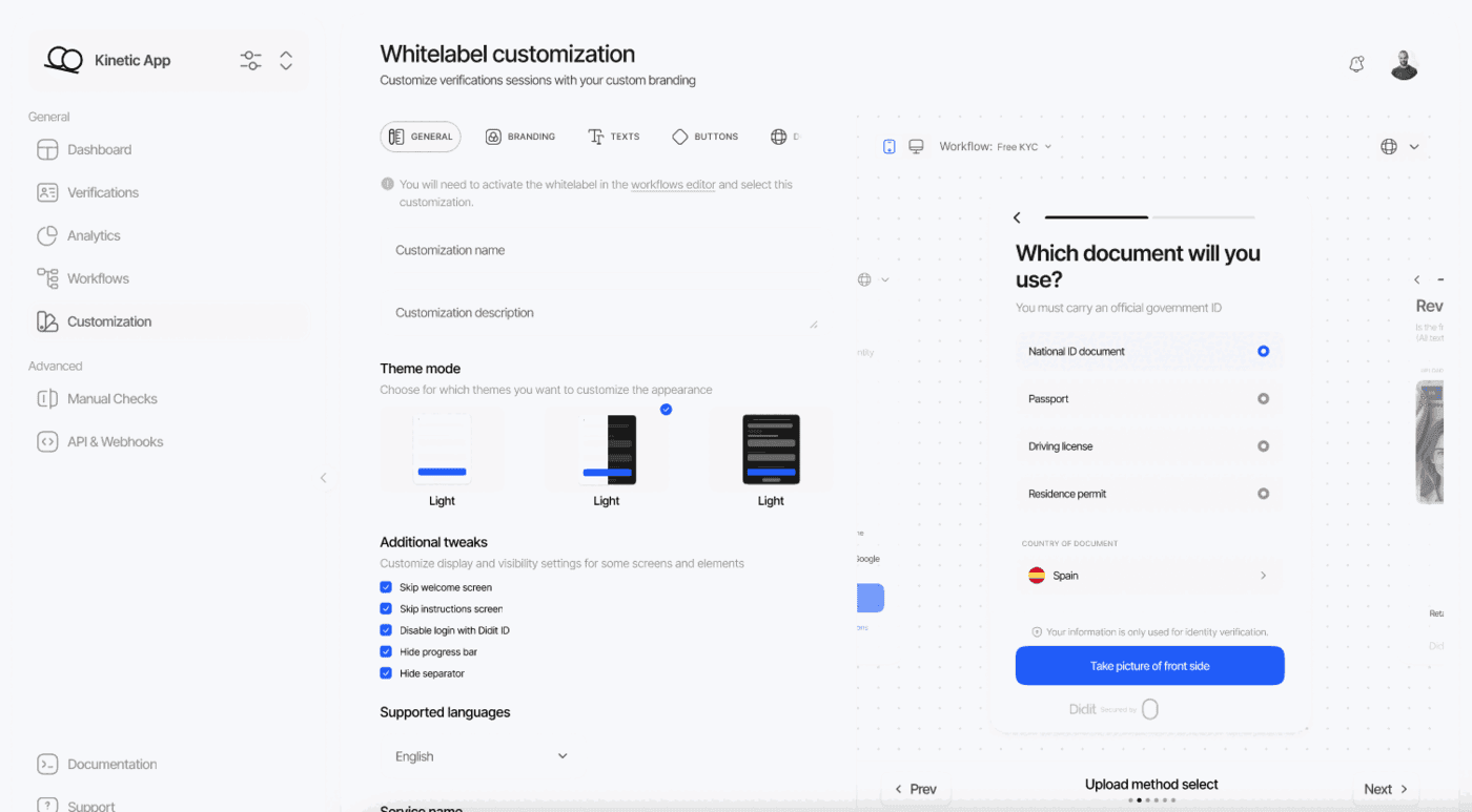 Didit White Label, the verification flow under your own brand and domain.